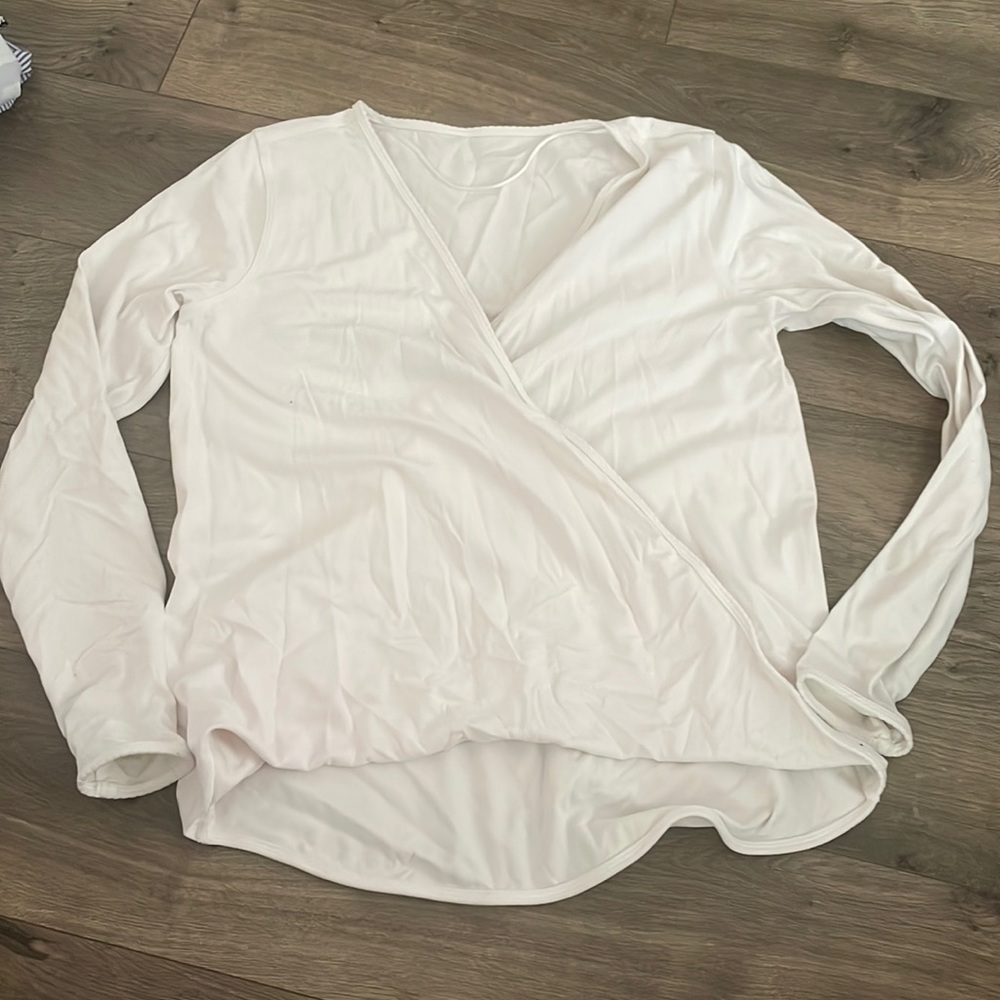 Lululemon White Wrap Front long sleeve top
